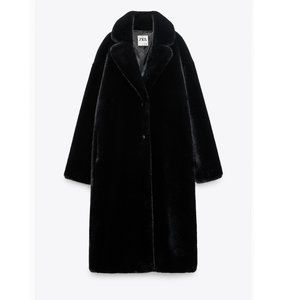 NEW Long Black Faux Fur Coat